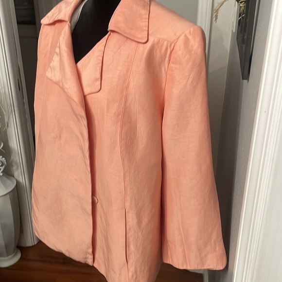 Linda Allard Ellen Tracy Women color Guava 1 Piece Blazer Jacket VTG 80s Elegant - Picture 2 of 12
